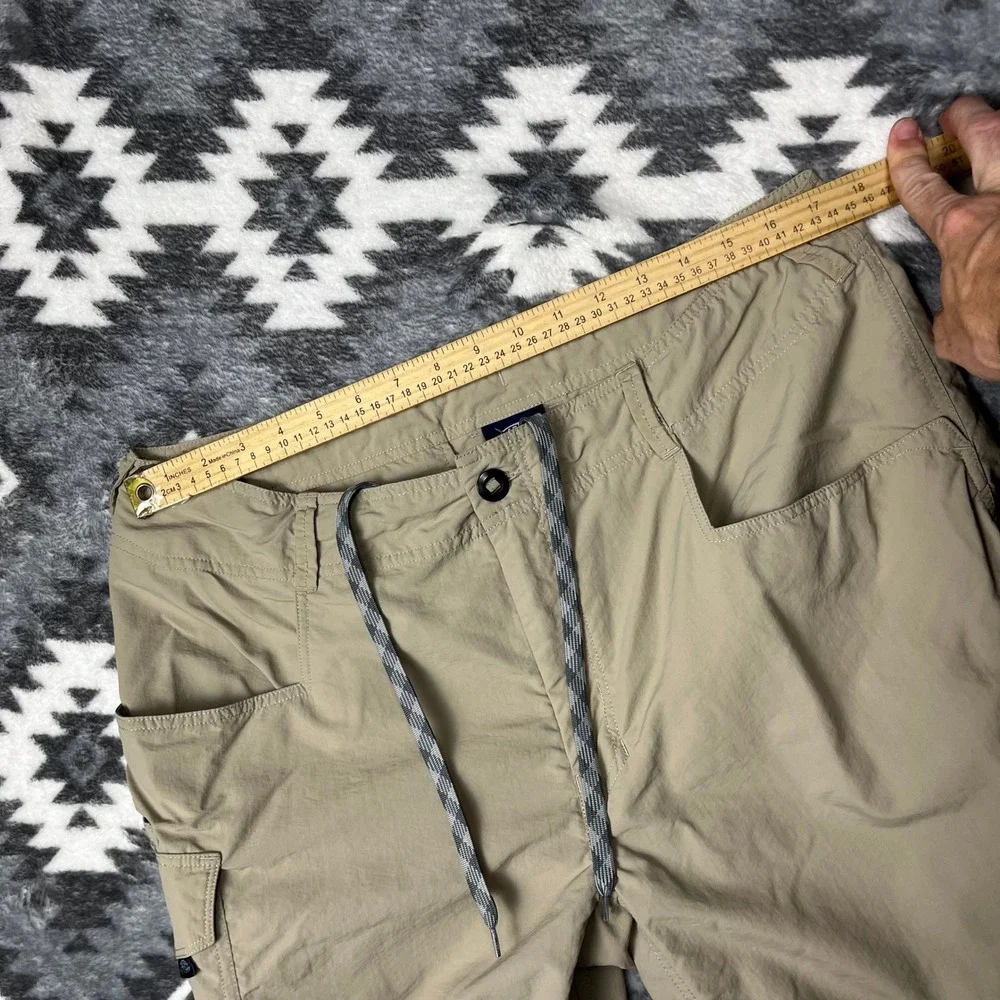 AFTCO Mens Fishing Pants Khaki Nylon Cargo Utility Drawstring Tan Size 36